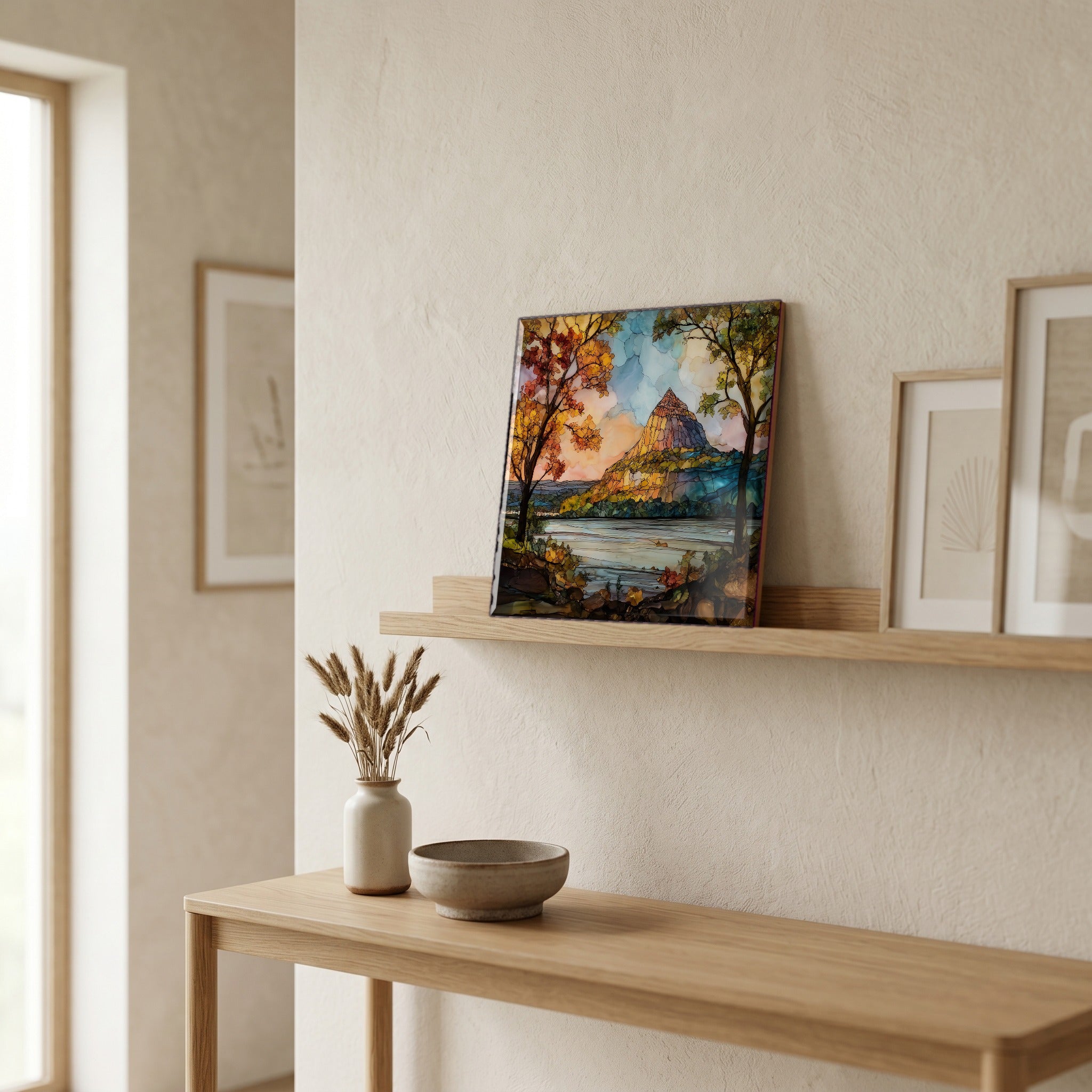 In the entryway, first thing you see.