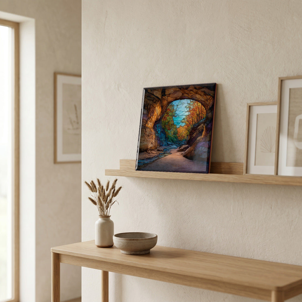 In the entryway, first thing you see.