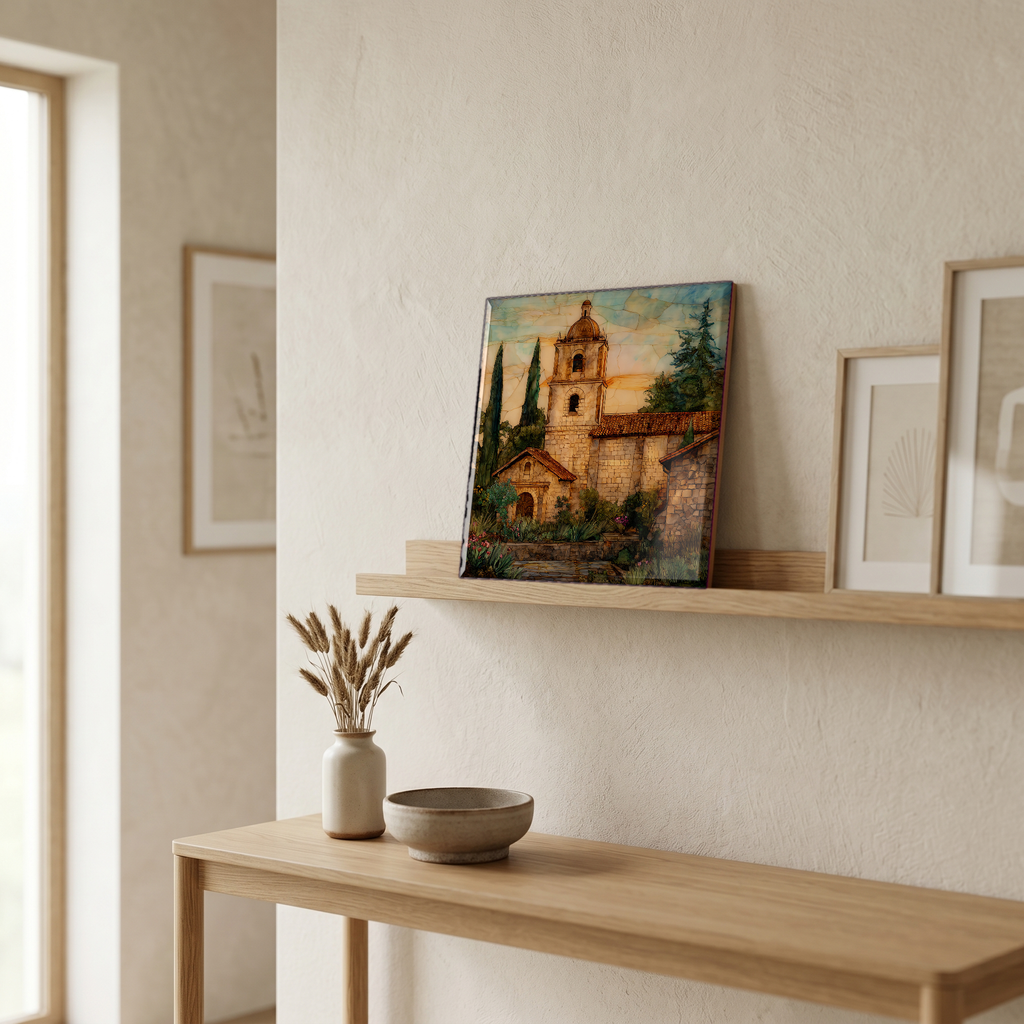 On a picture ledge, where the light comes in.