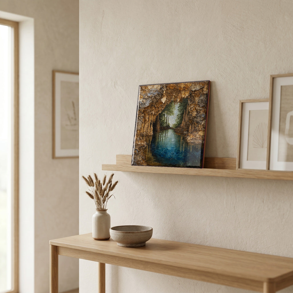 In the entryway, first thing you see.