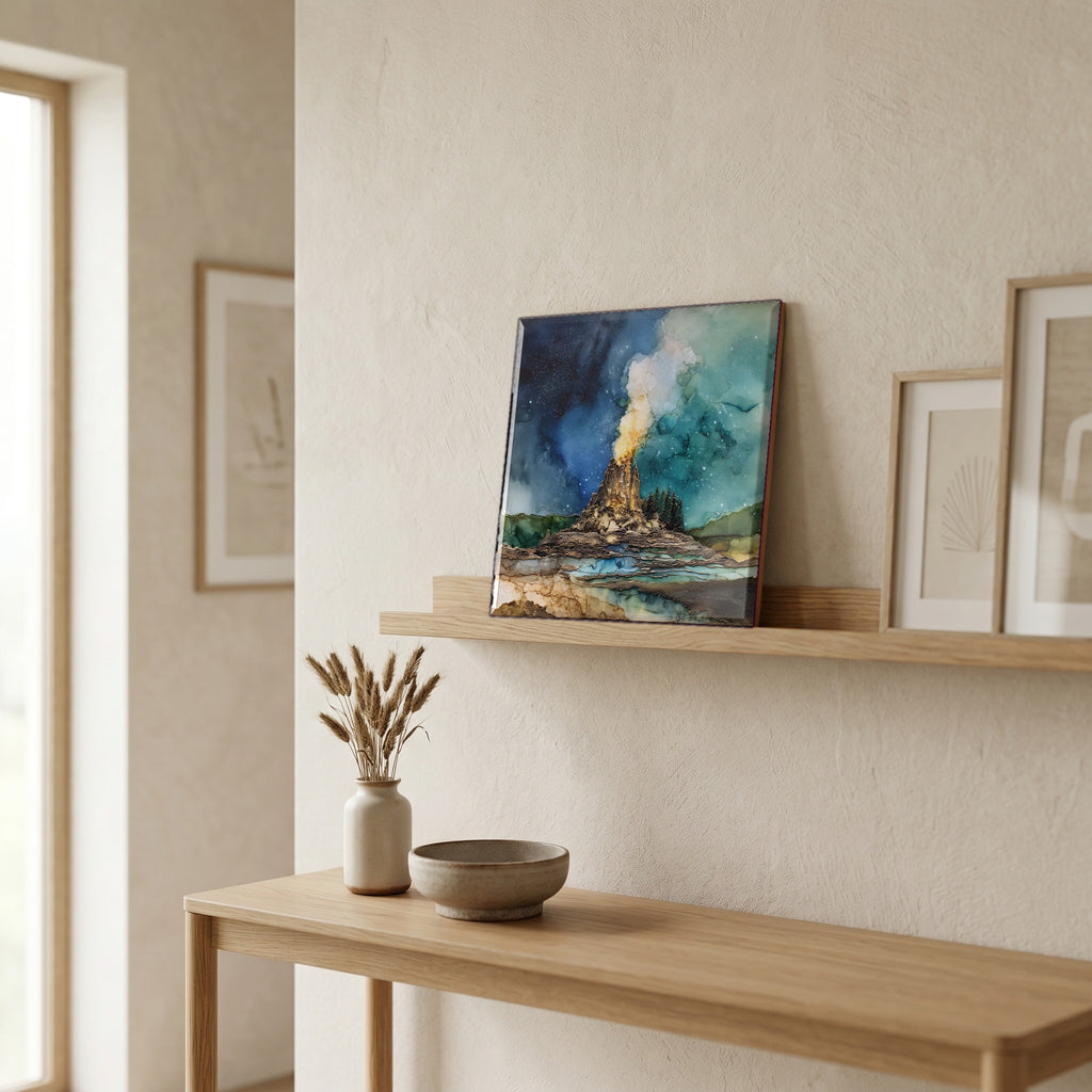In the entryway, first thing you see.