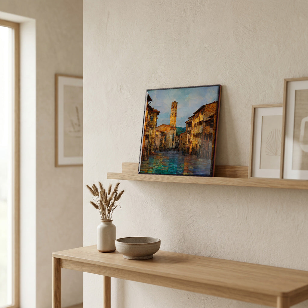 On a picture ledge, where the light comes in.