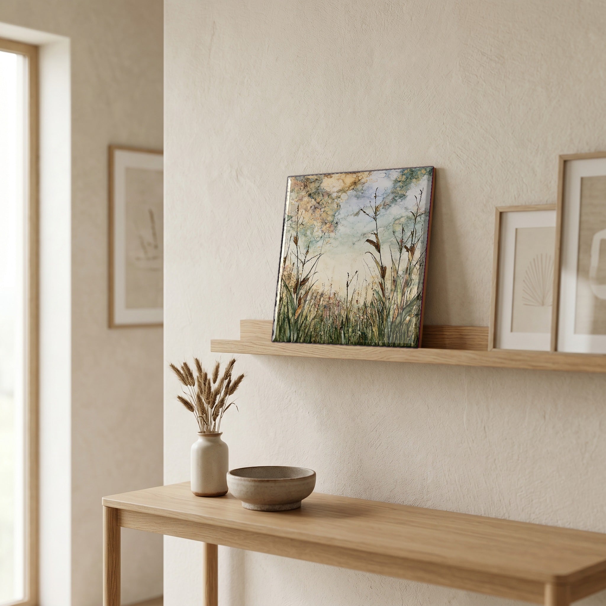In the entryway, first thing you see.