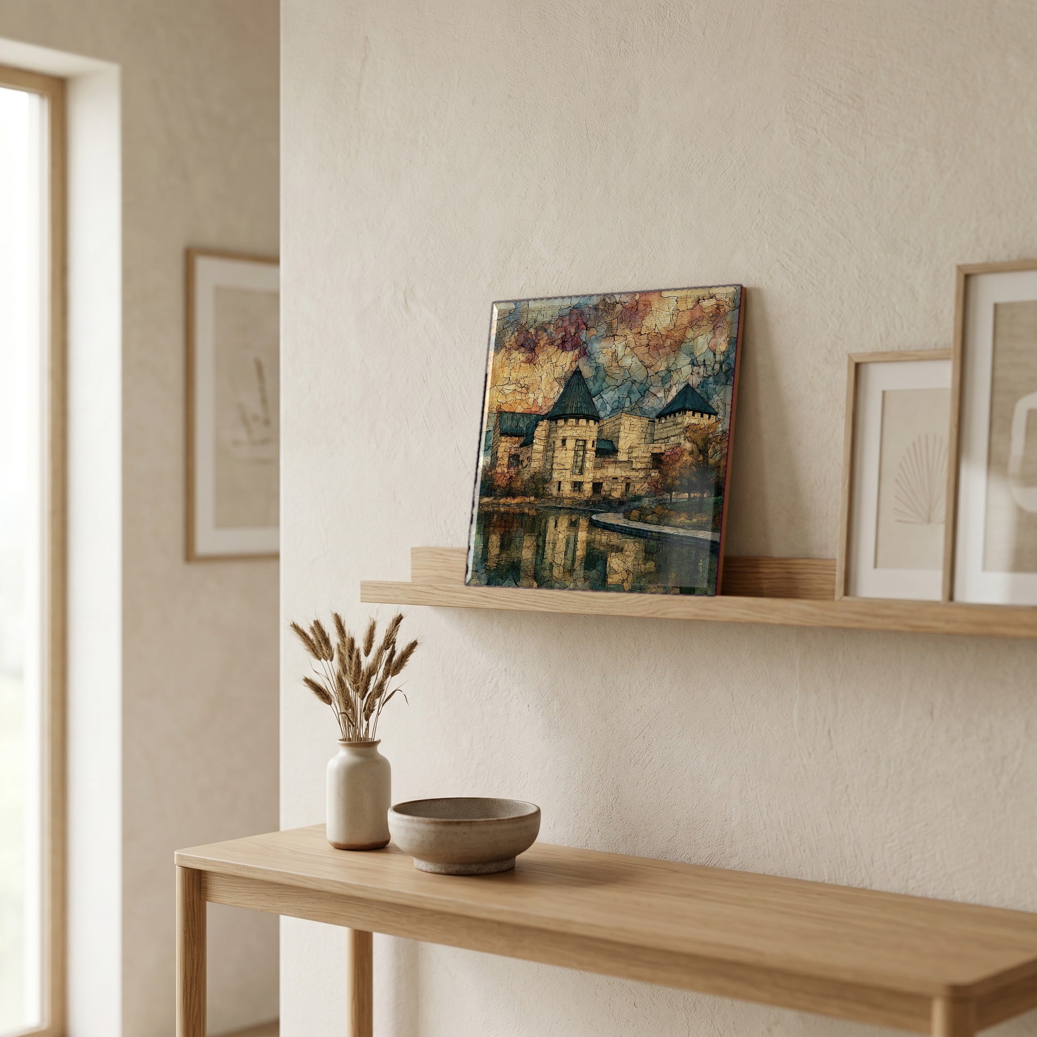 In the entryway, first thing you see.