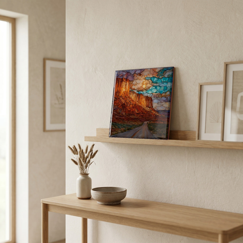 In the entryway, first thing you see.
