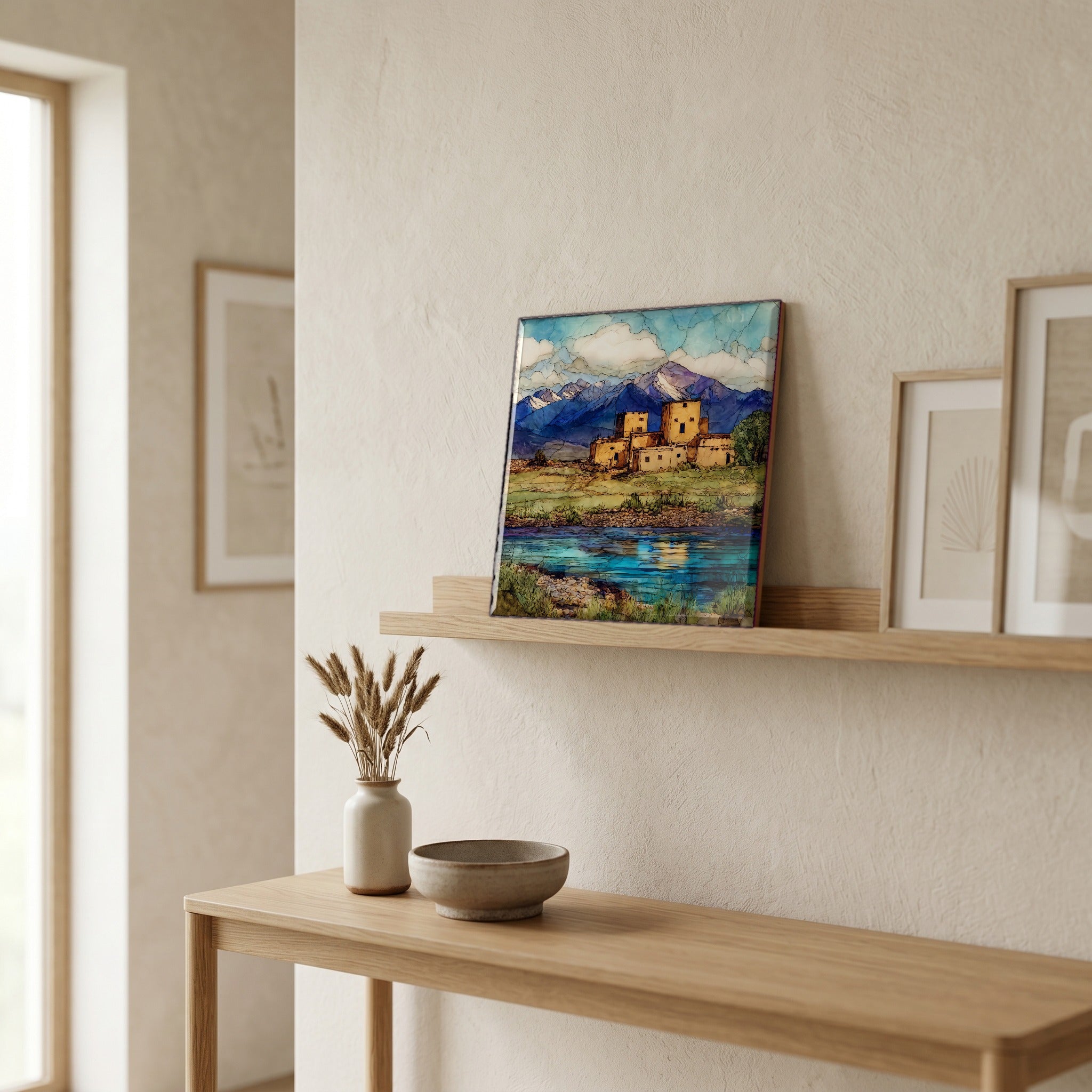In the entryway, first thing you see.