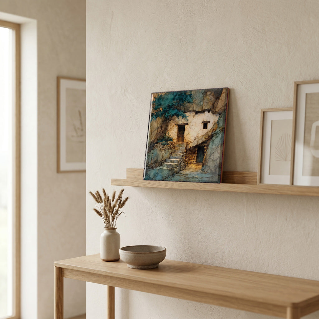 In the entryway, first thing you see.