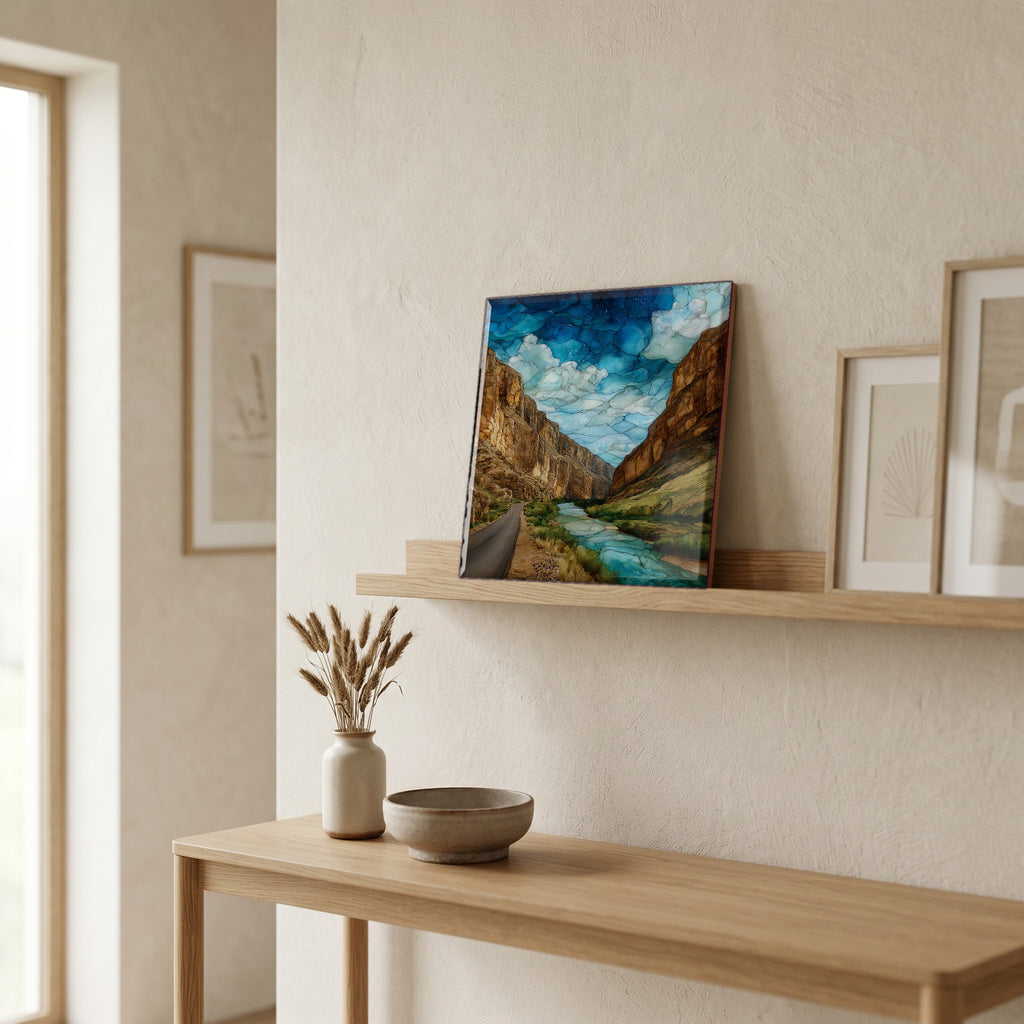In the entryway, first thing you see.