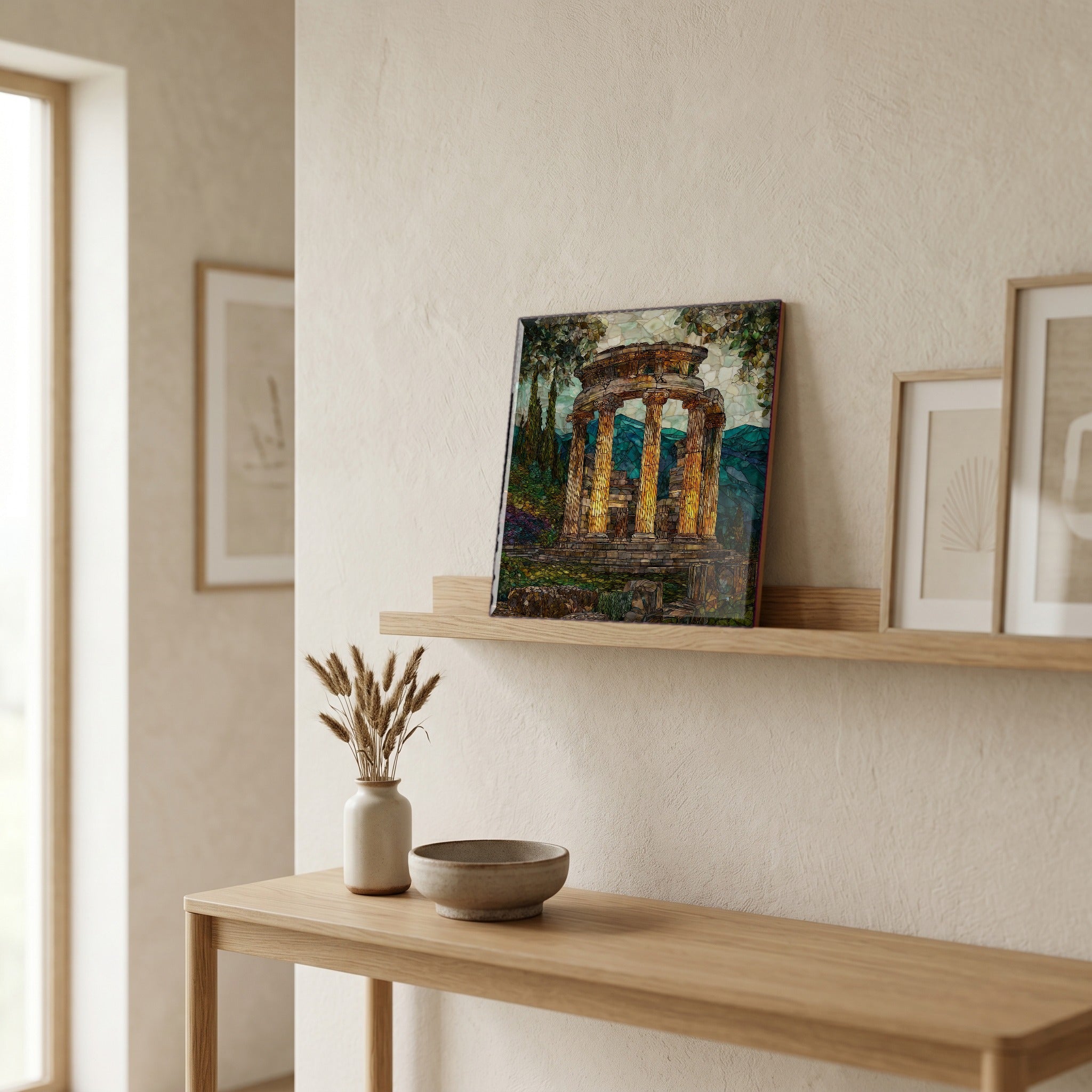In the entryway, first thing you see.