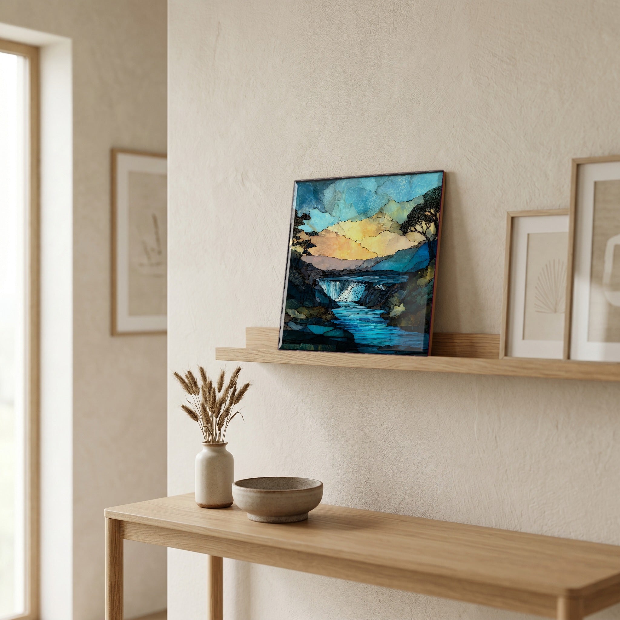 In the entryway, first thing you see.