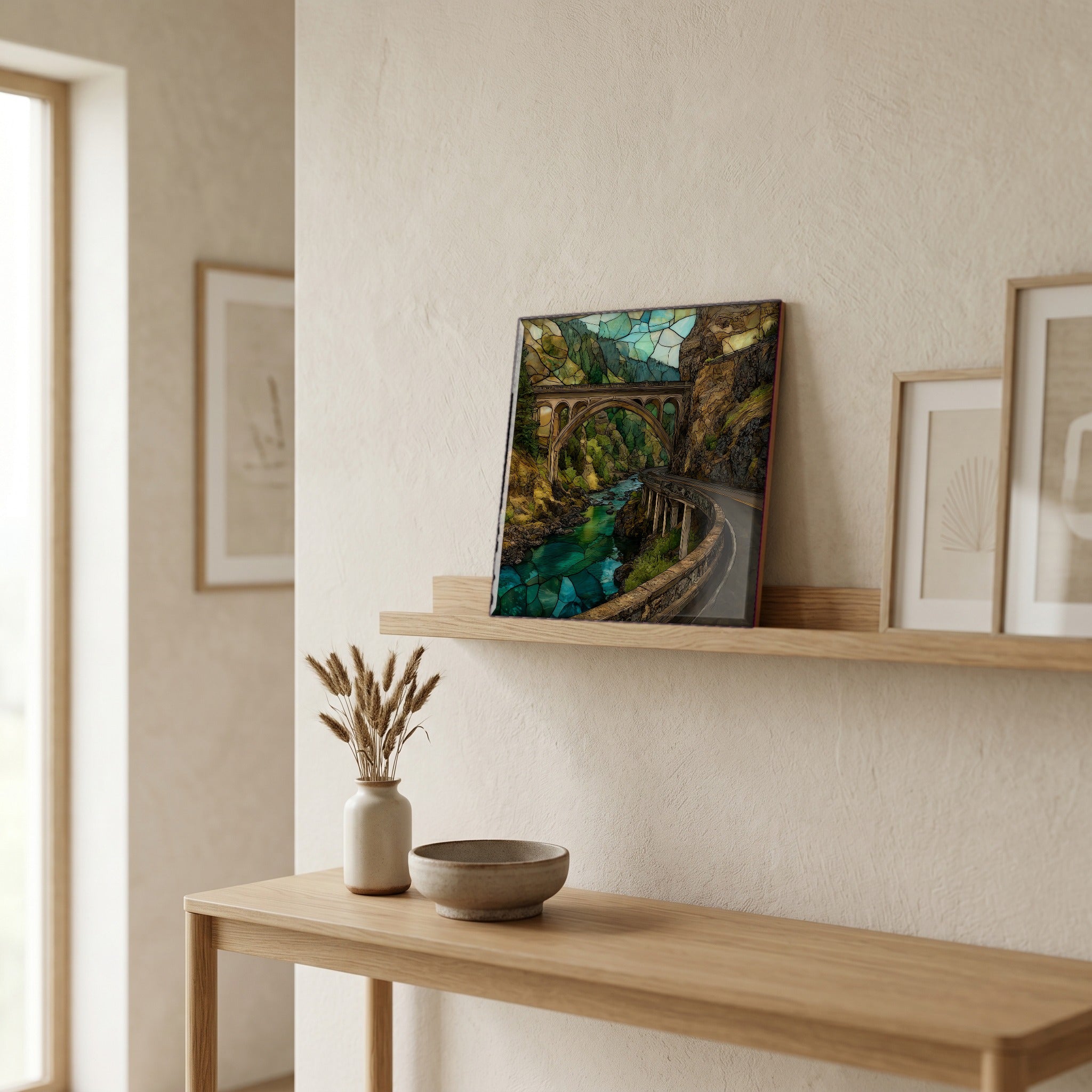In the entryway, first thing you see.