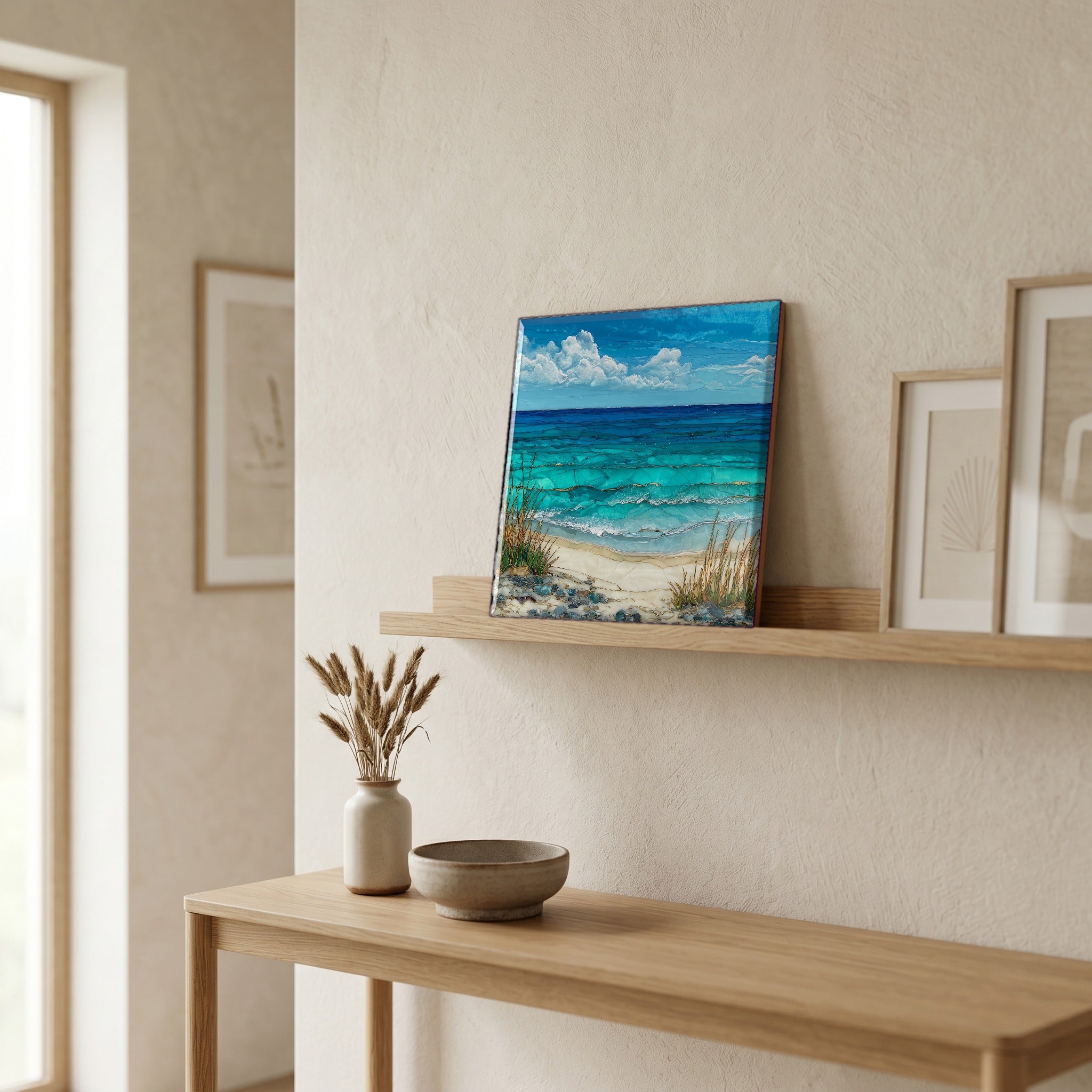 In the entryway, first thing you see.