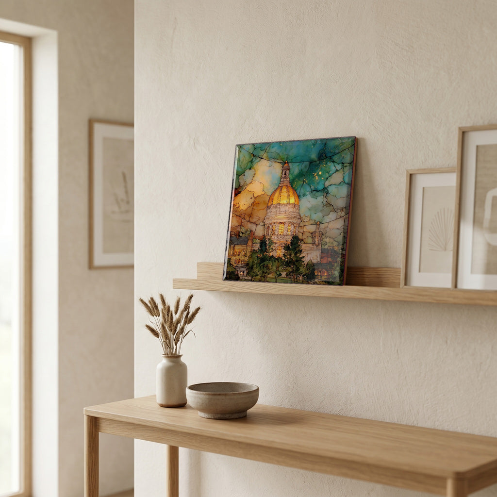 In the entryway, first thing you see.