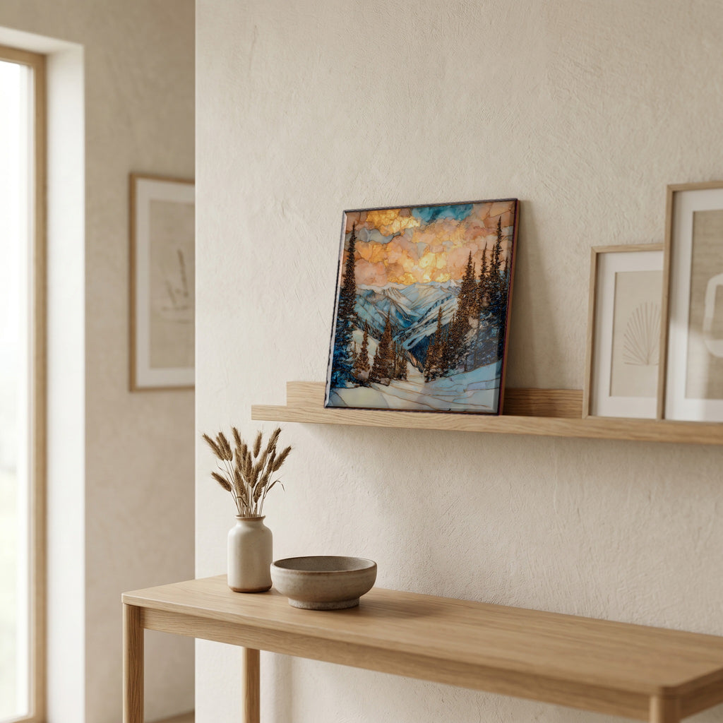 On a picture ledge, where the light comes in.