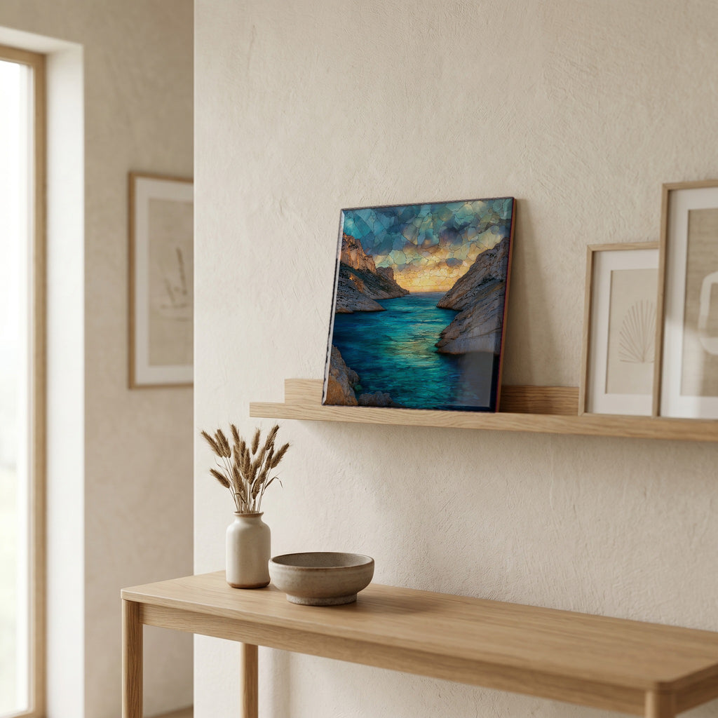 On a picture ledge, where the light comes in.
