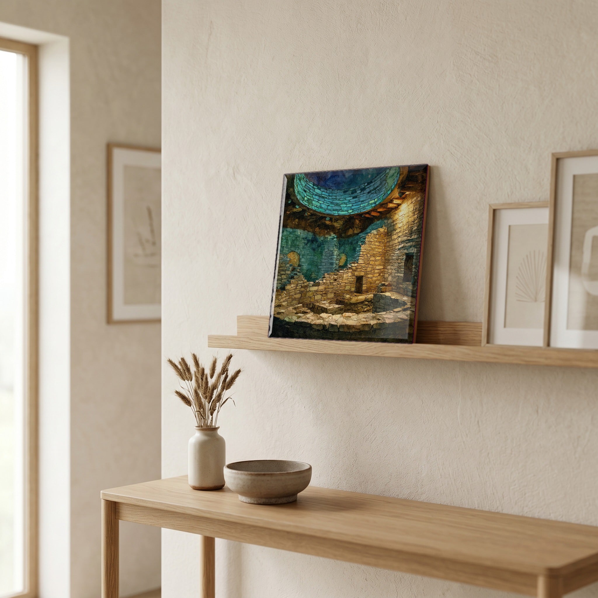 In the entryway, first thing you see.