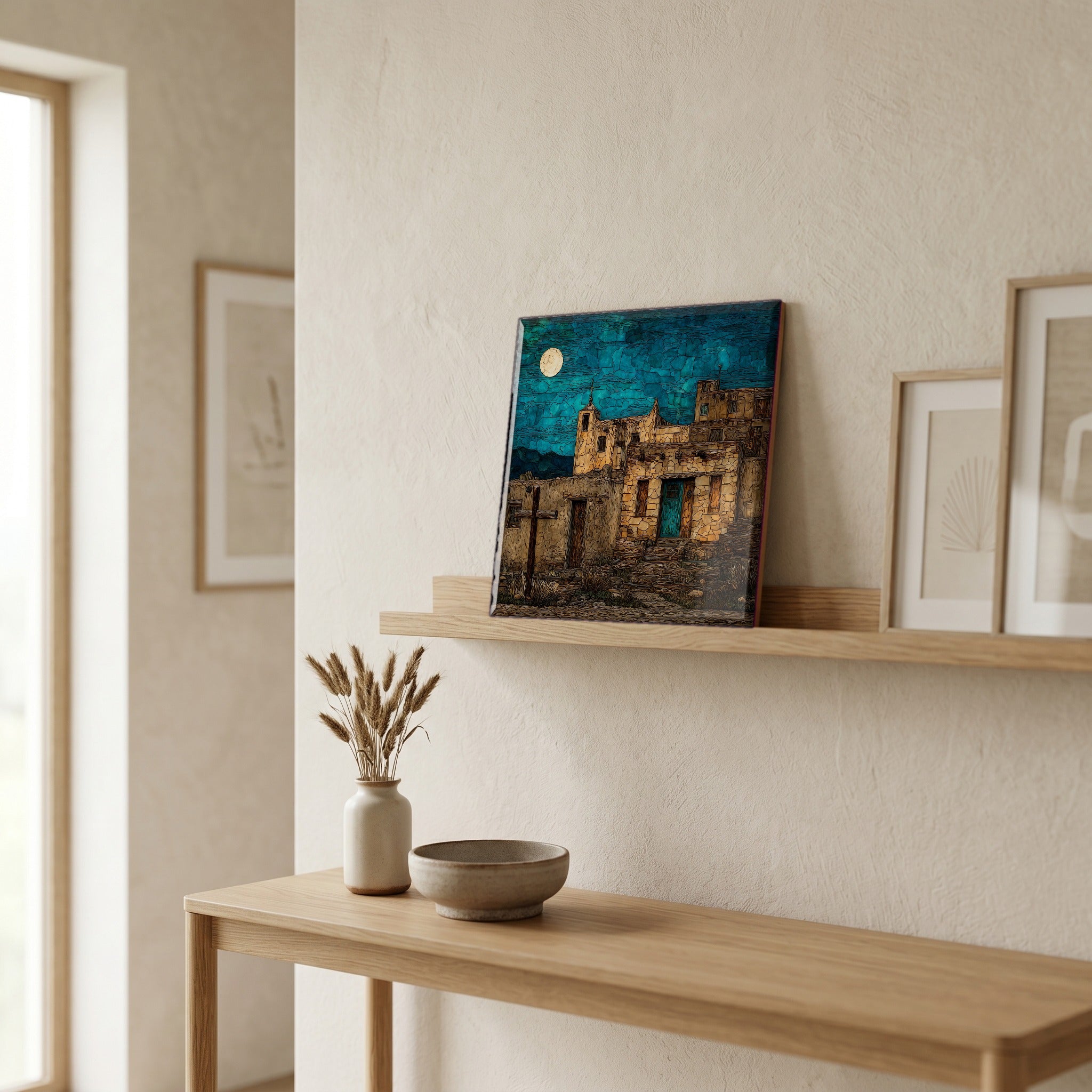 In the entryway, first thing you see.