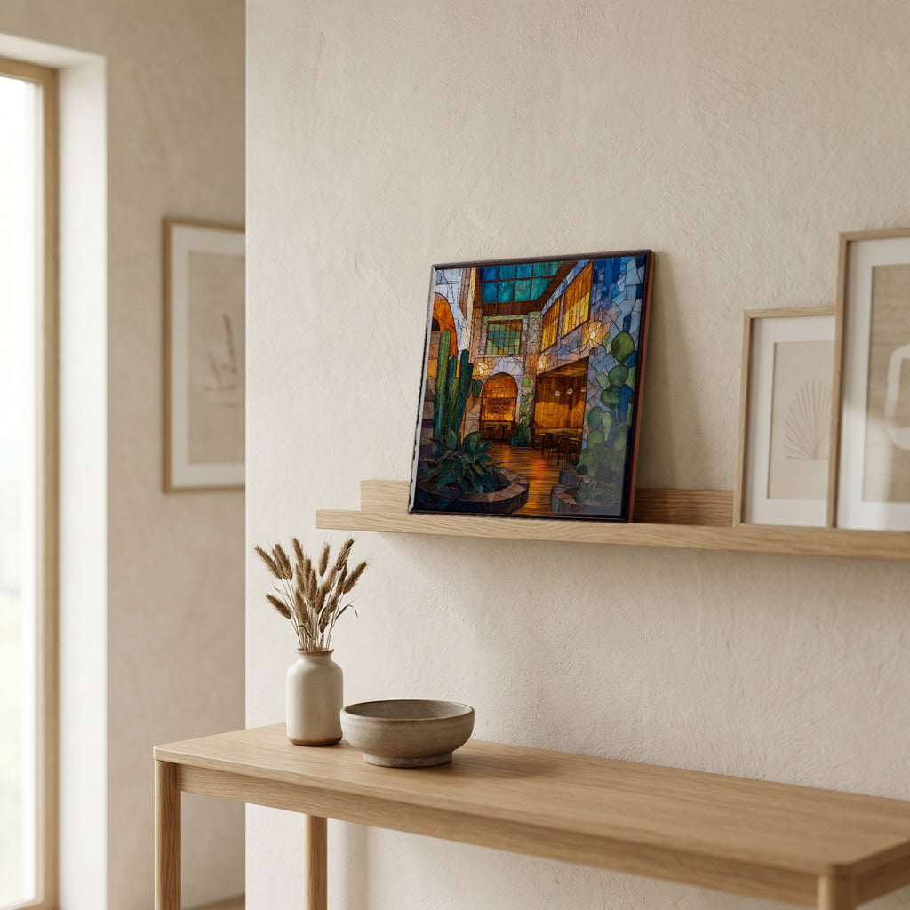 In the entryway, first thing you see.
