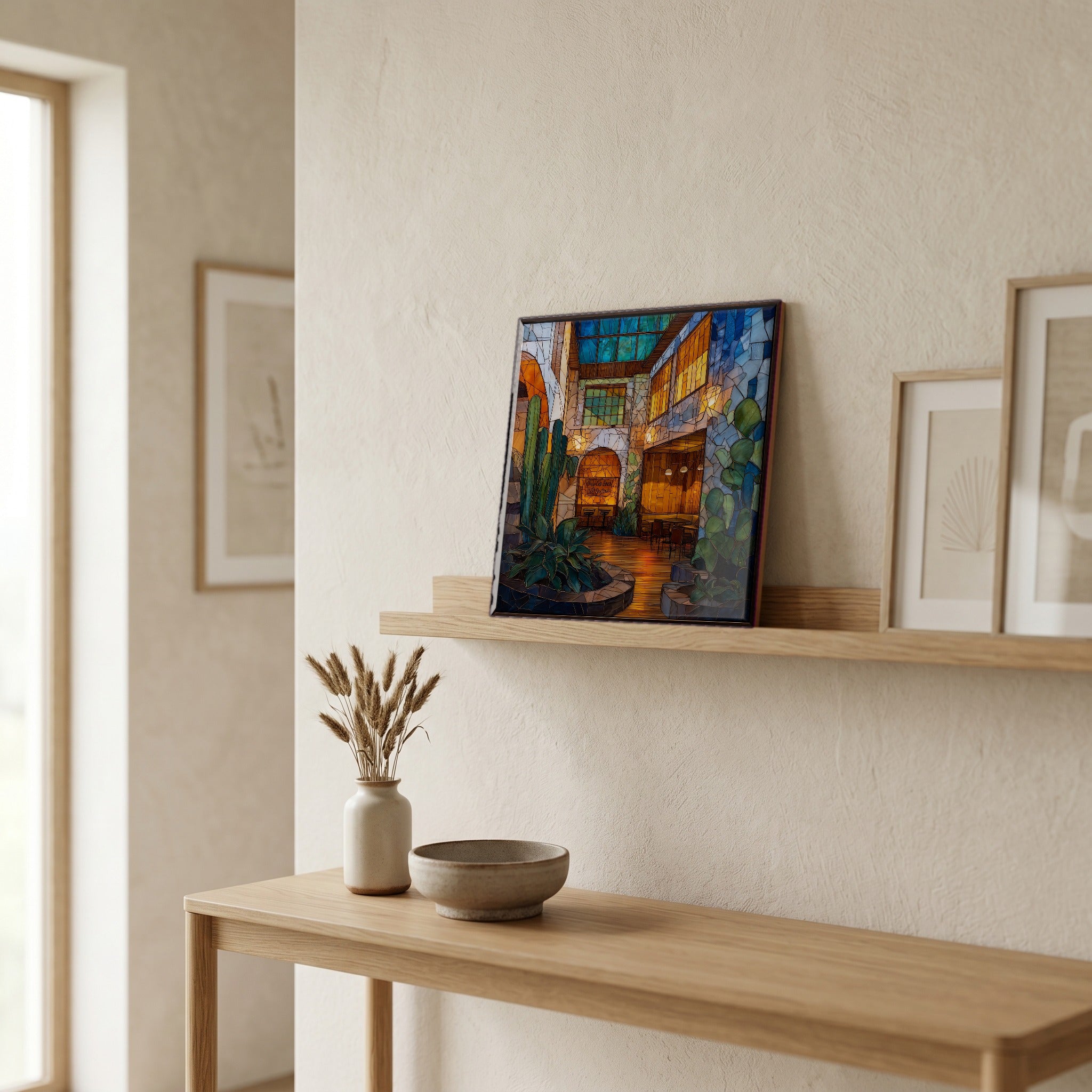 In the entryway, first thing you see.