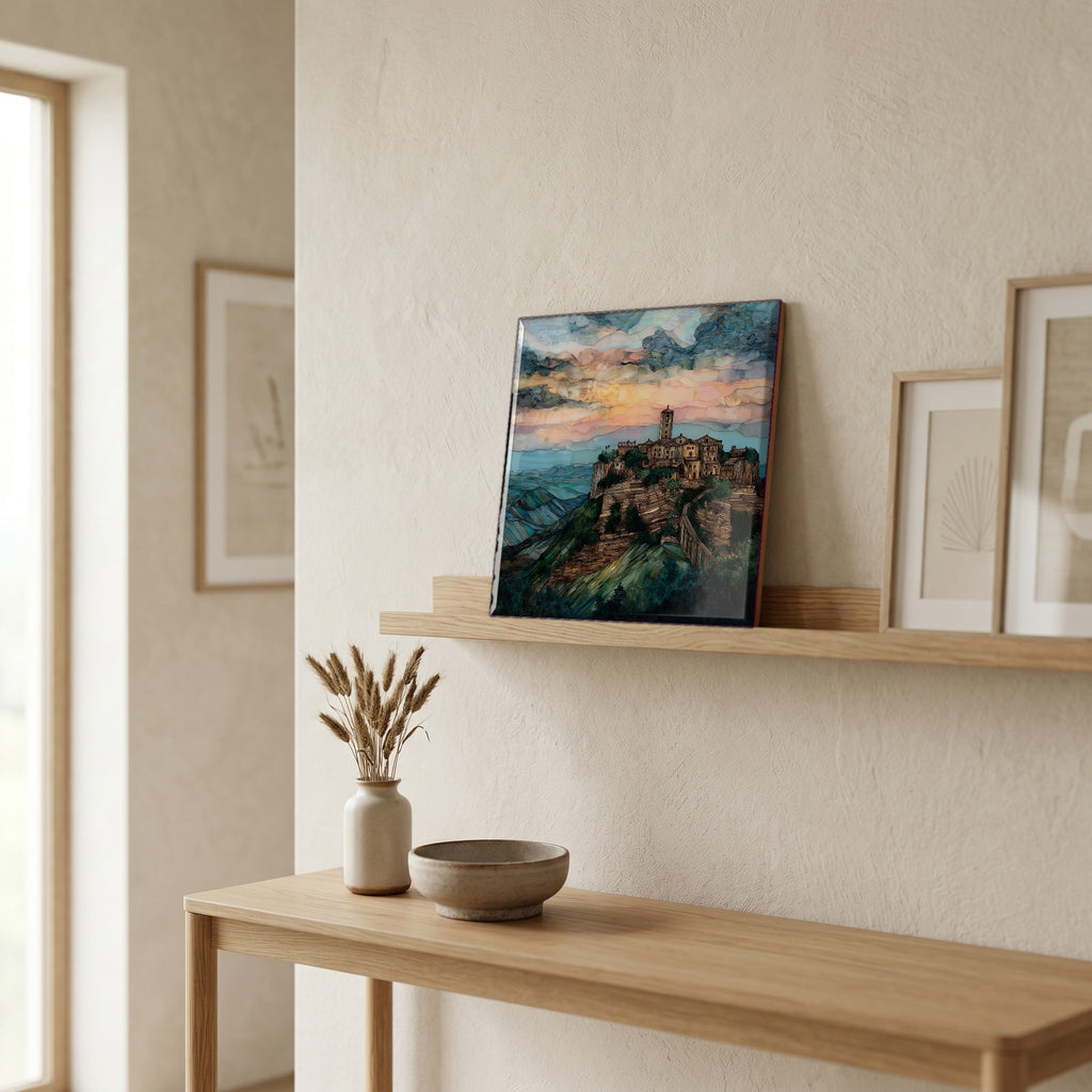 On a picture ledge, where the light comes in.