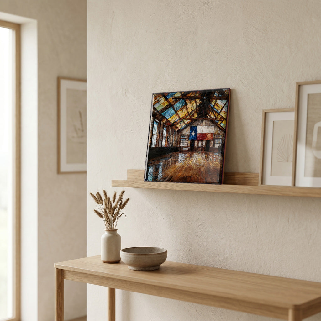 In the entryway, first thing you see.