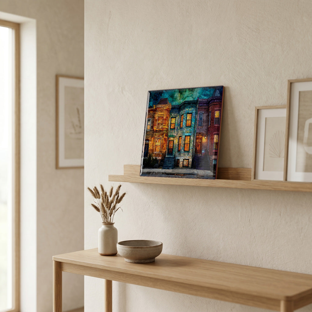 In the entryway, first thing you see.