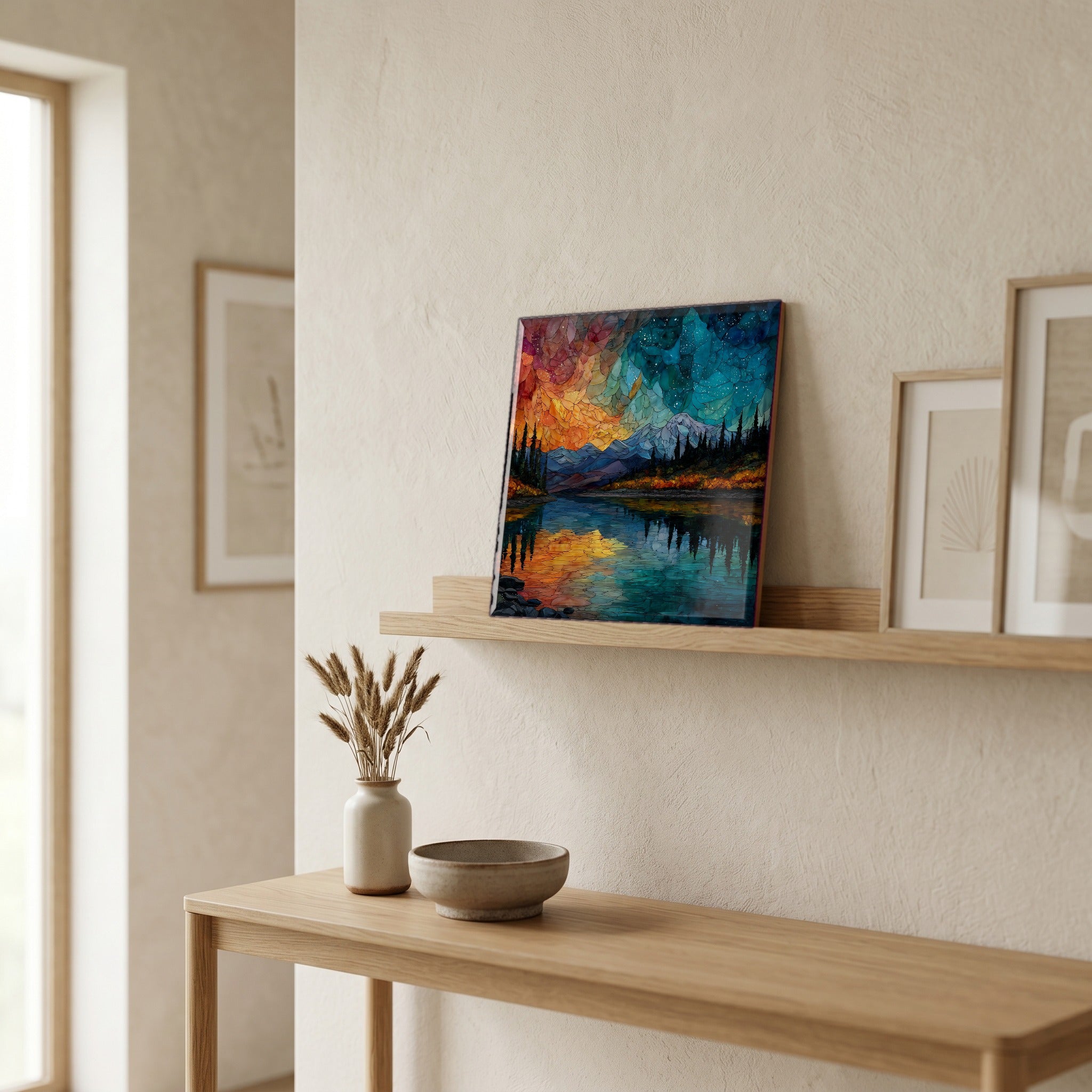 In the entryway, first thing you see.