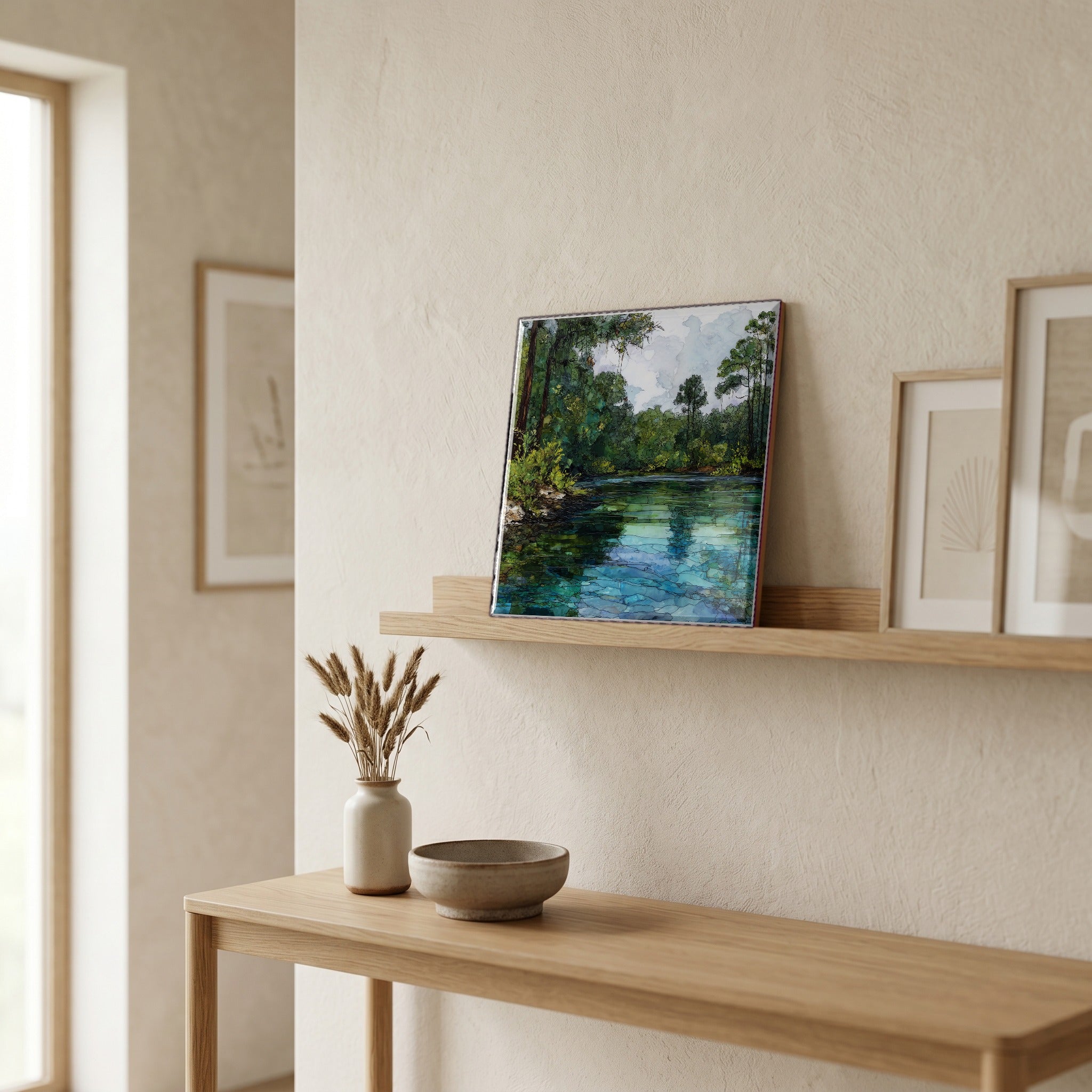 In the entryway, first thing you see.