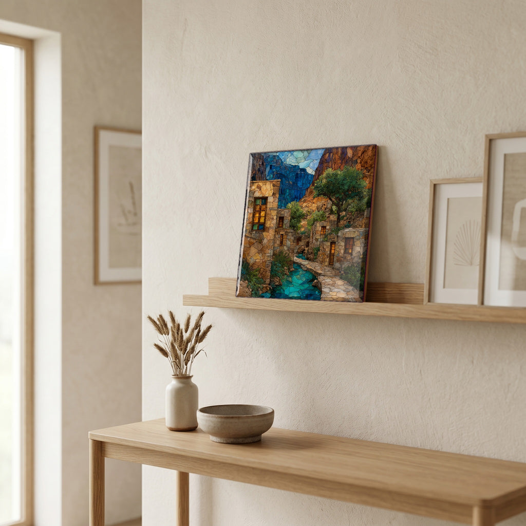 In the entryway, first thing you see.