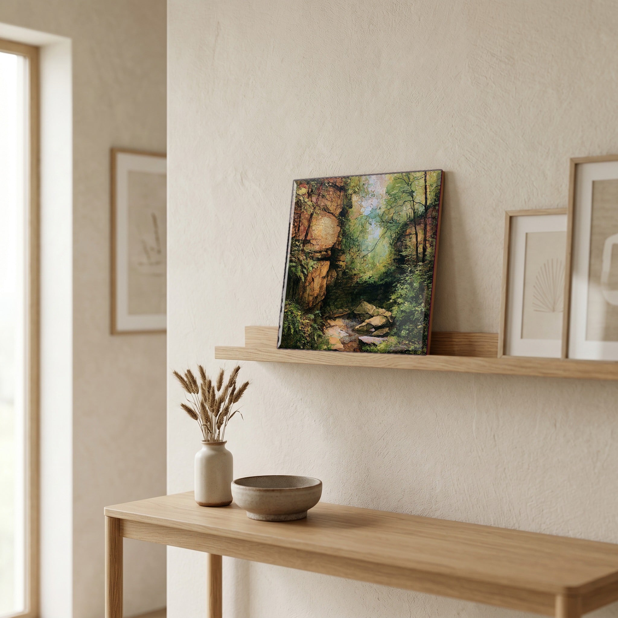In the entryway, first thing you see.