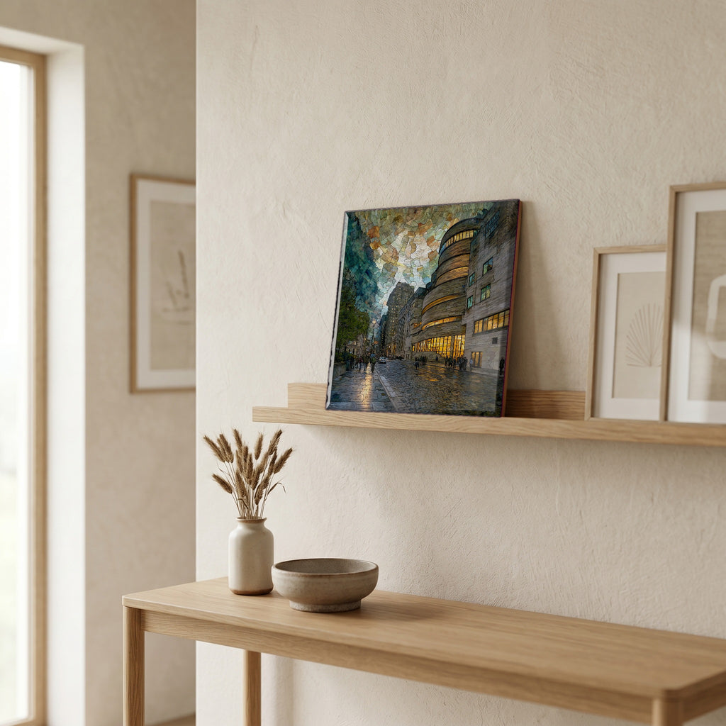 In the entryway, first thing you see.