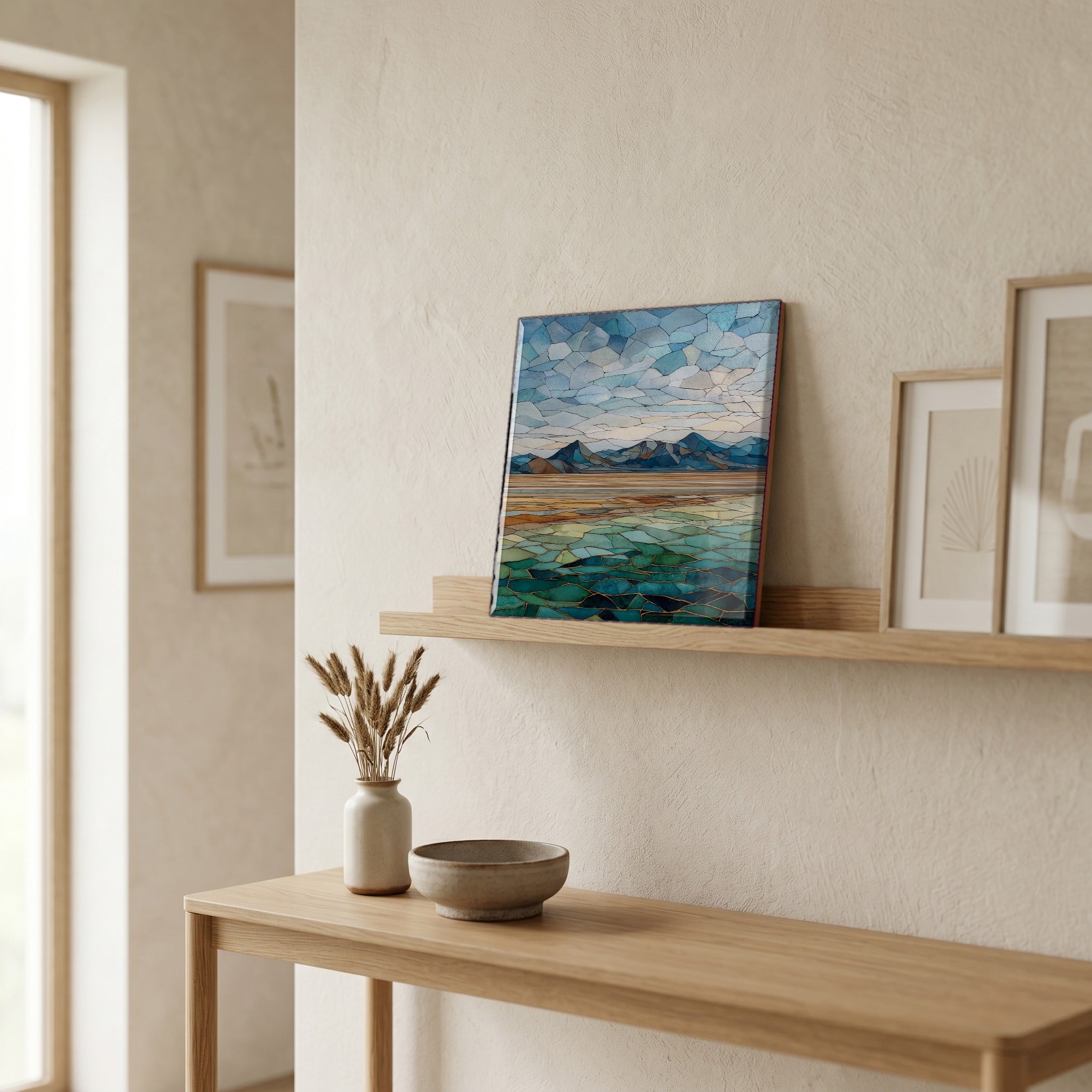 In the entryway, first thing you see.