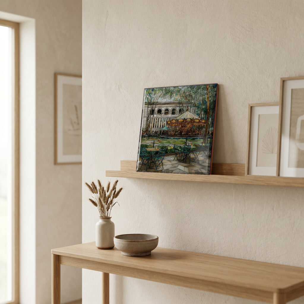In the entryway, first thing you see.