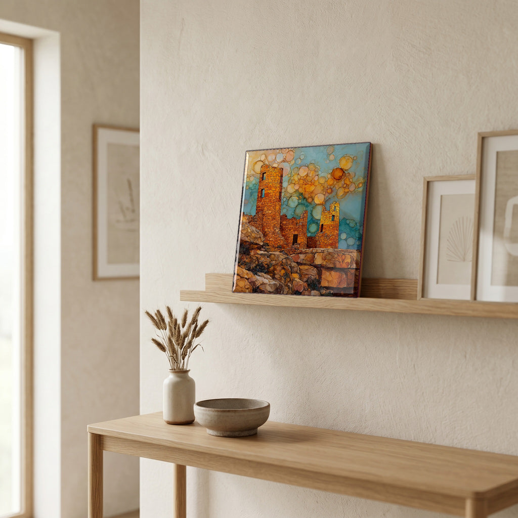 On a picture ledge, where the light comes in.