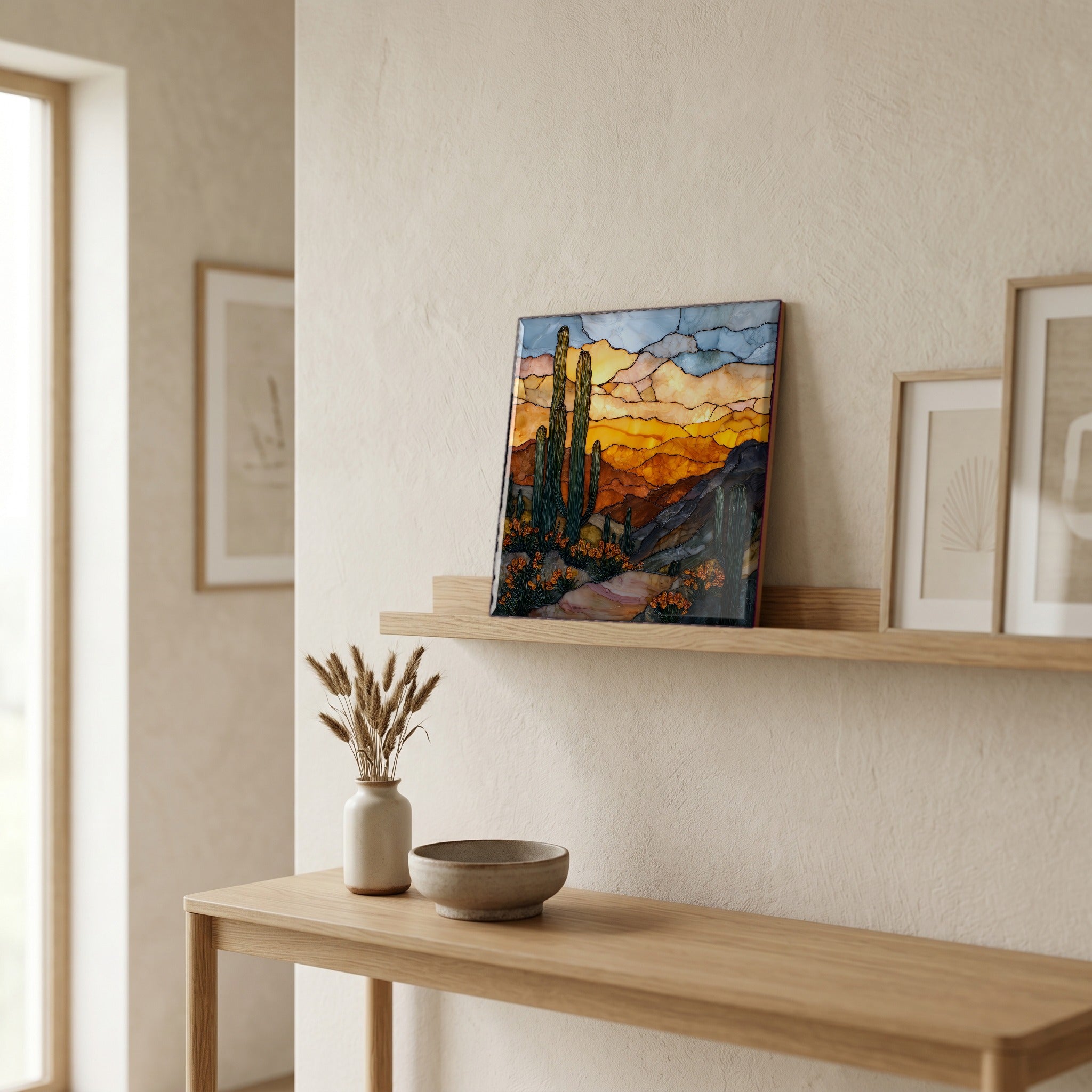 In the entryway, first thing you see.