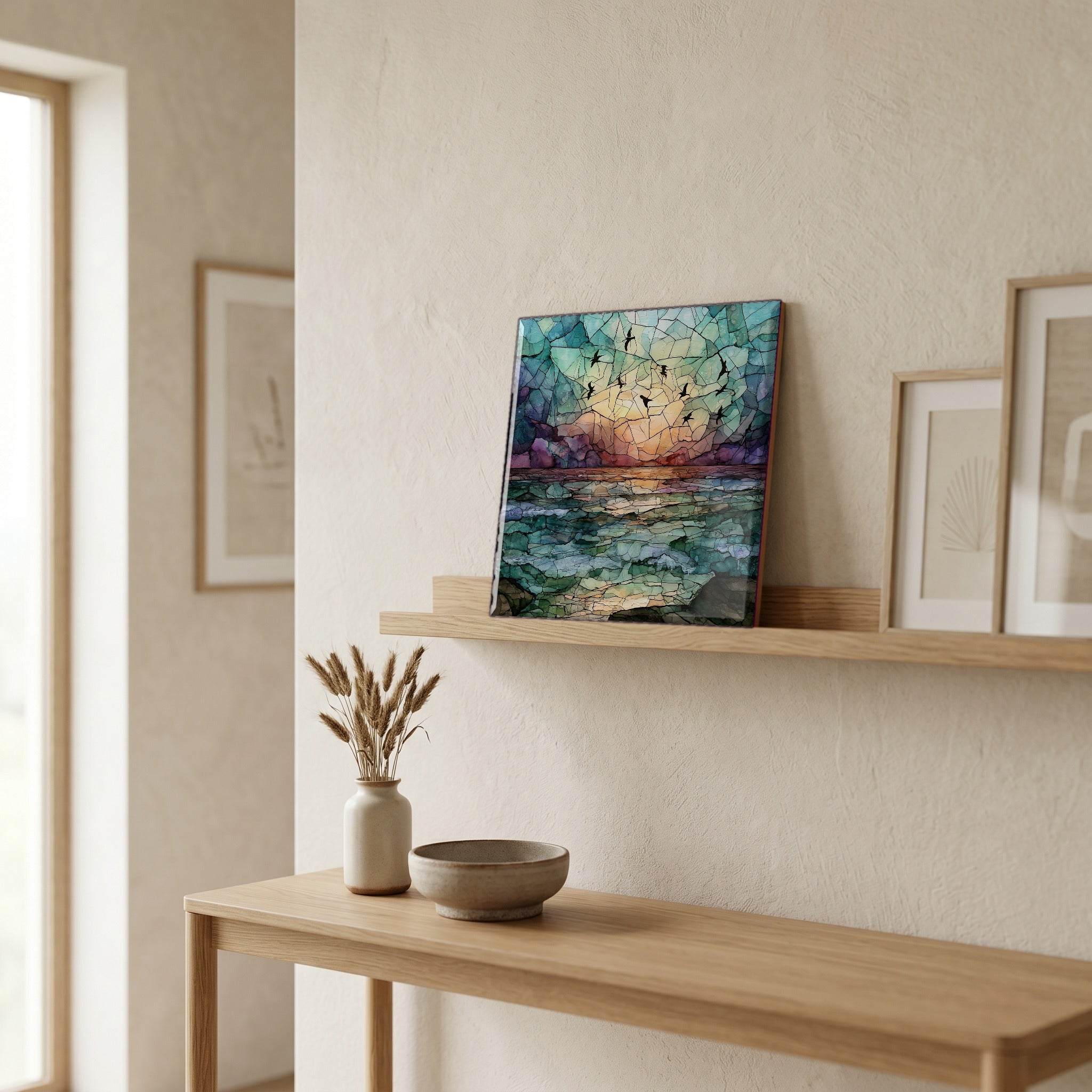 In the entryway, first thing you see.