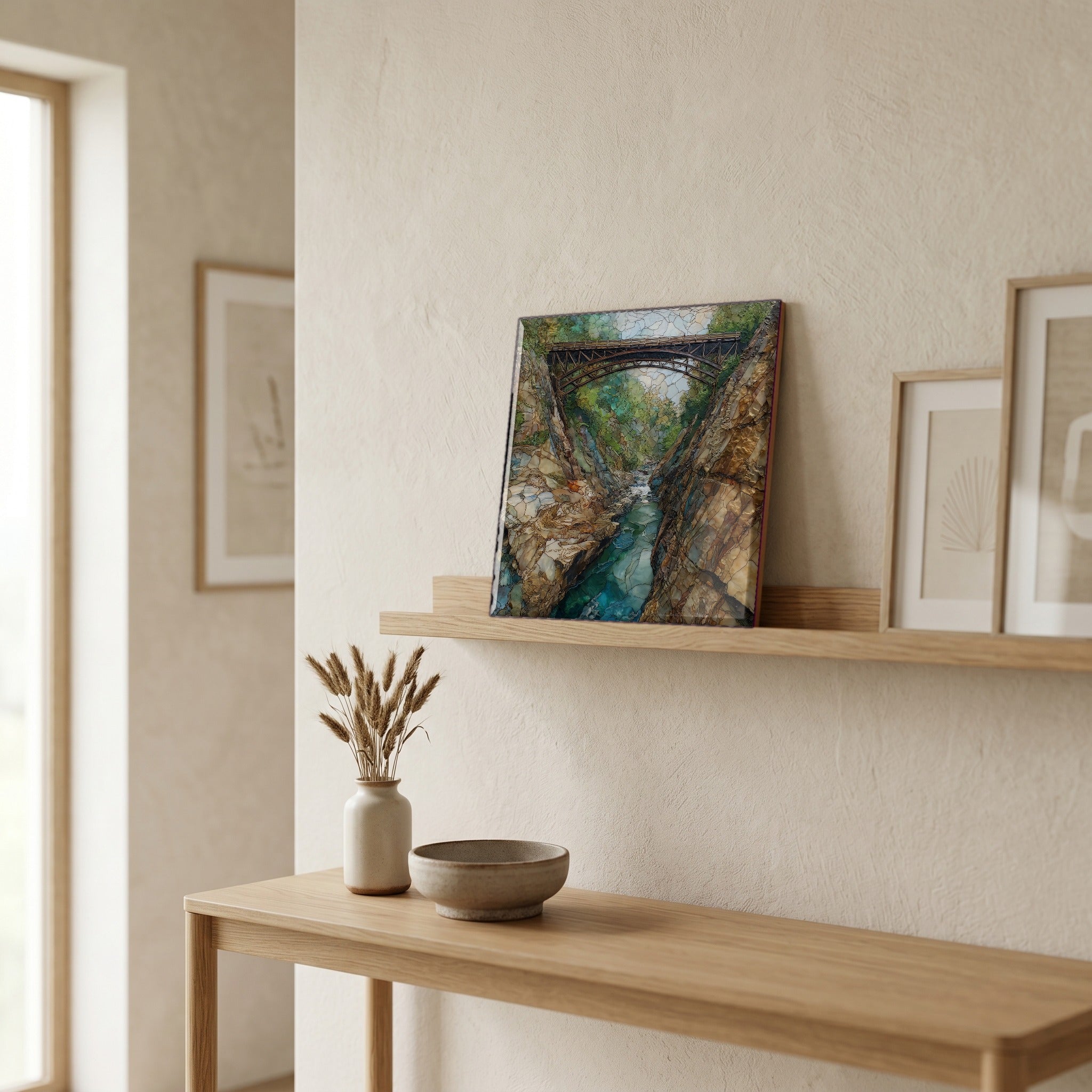 In the entryway, first thing you see.