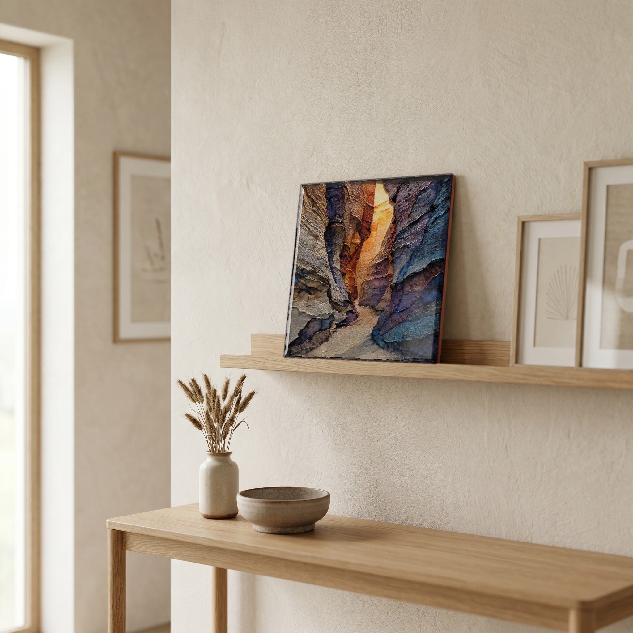 In the entryway, first thing you see.