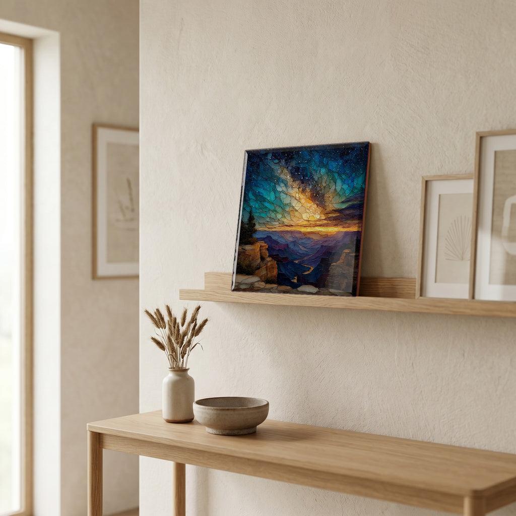 In the entryway, first thing you see.