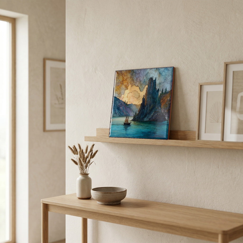 In the entryway, first thing you see.
