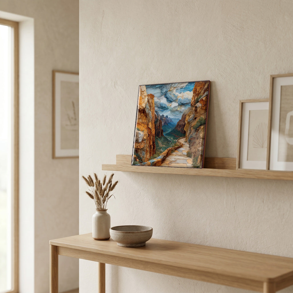 In the entryway, first thing you see.