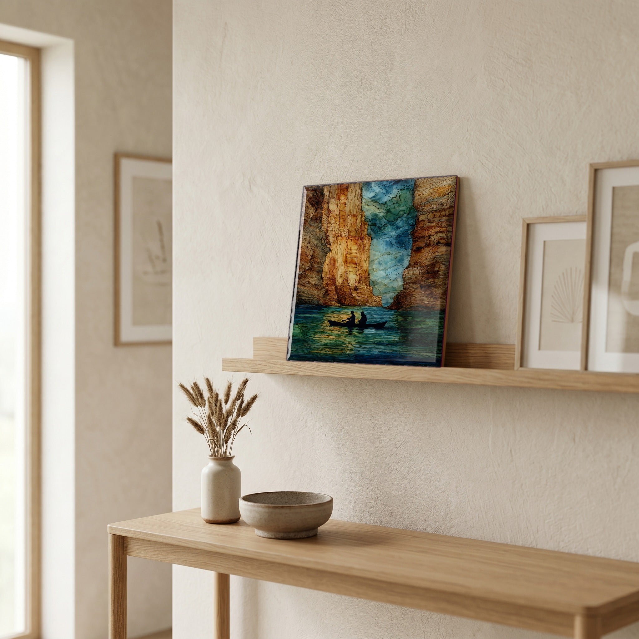 In the entryway, first thing you see.