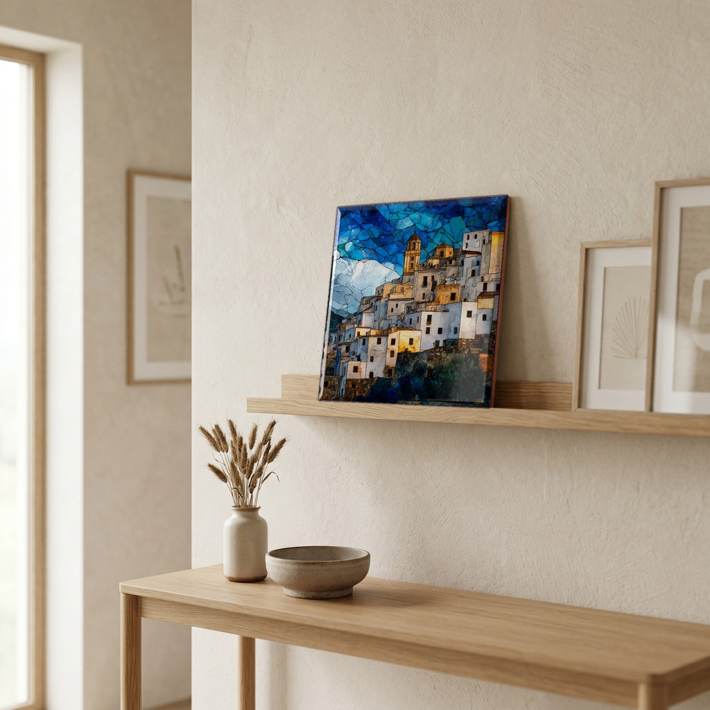 In the entryway, first thing you see.