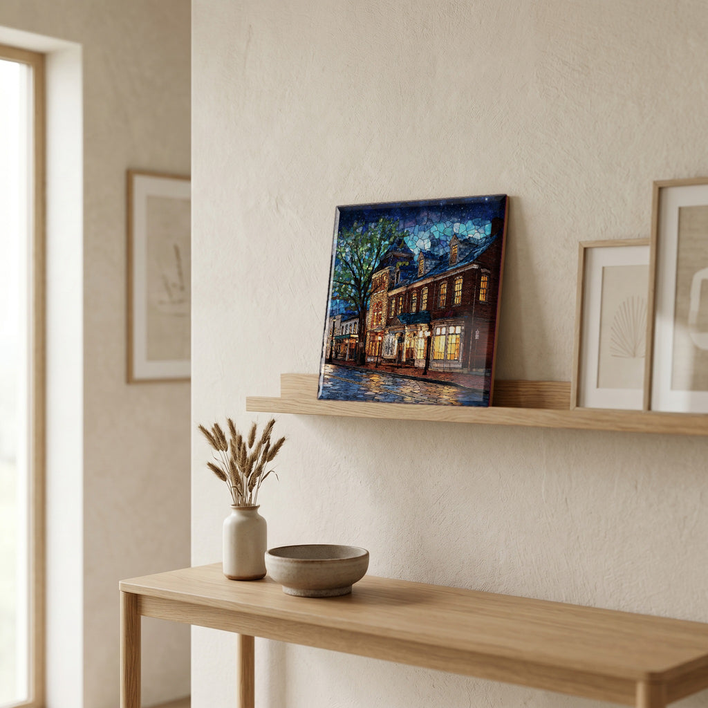 In the entryway, first thing you see.