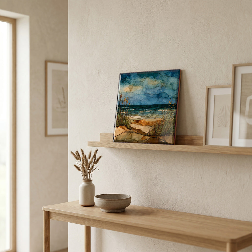 In the entryway, first thing you see.