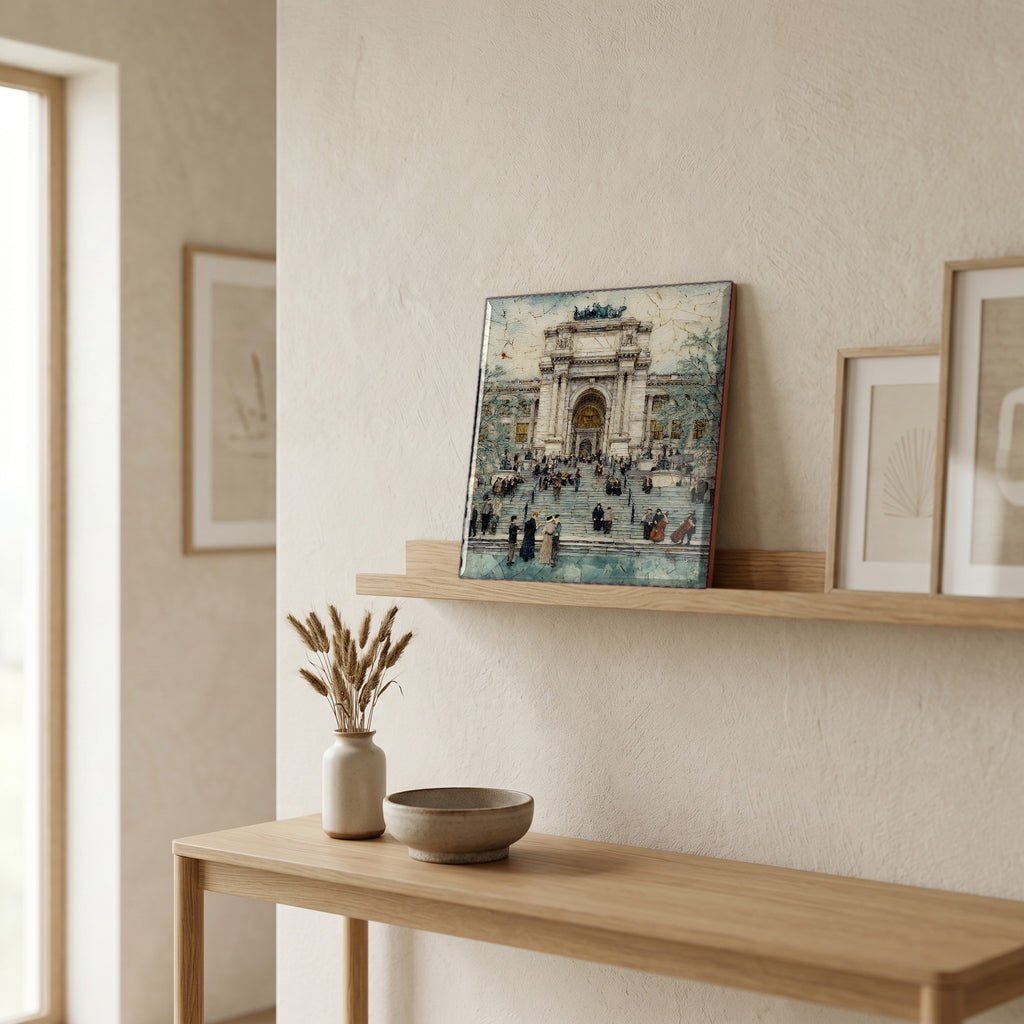In the entryway, first thing you see.