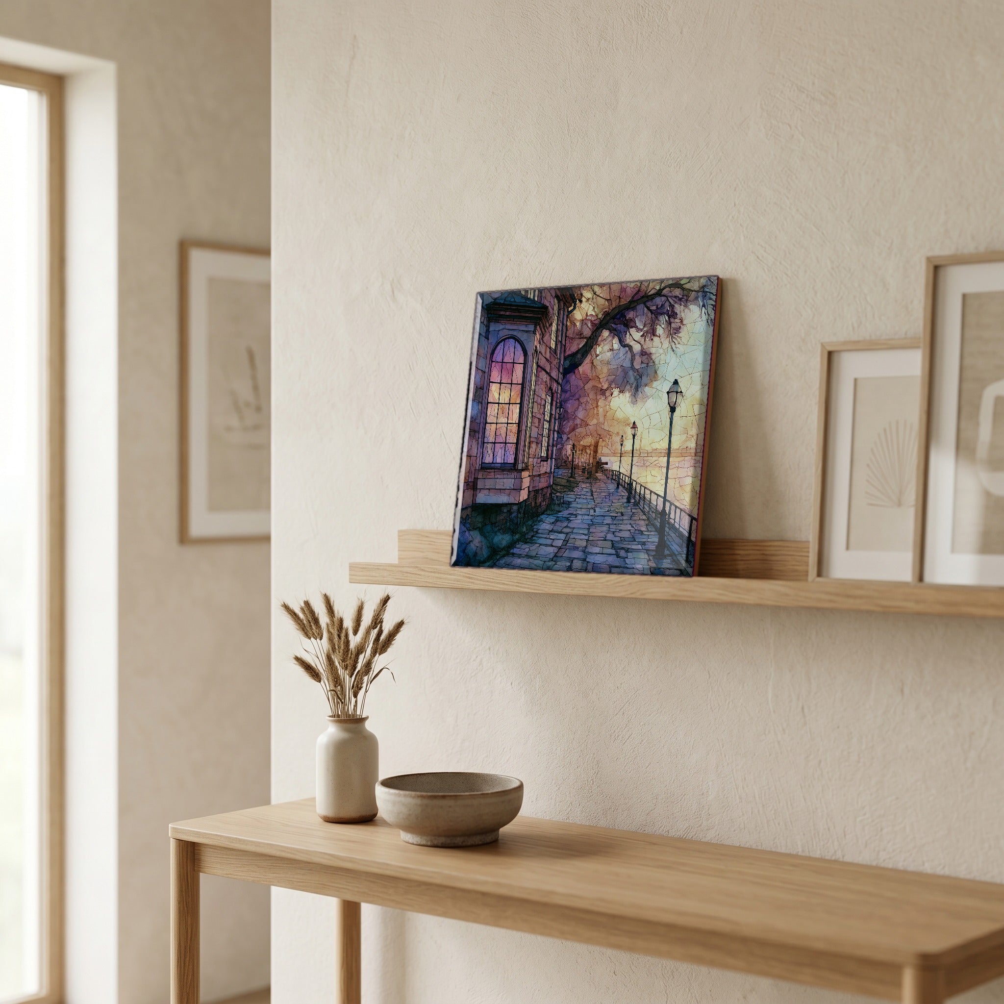 In the entryway, first thing you see.