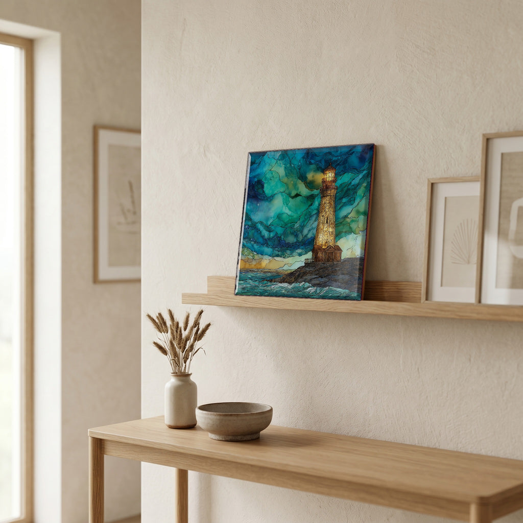 In the entryway, first thing you see.