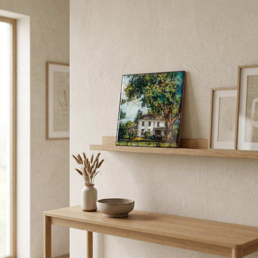 In the entryway, first thing you see.