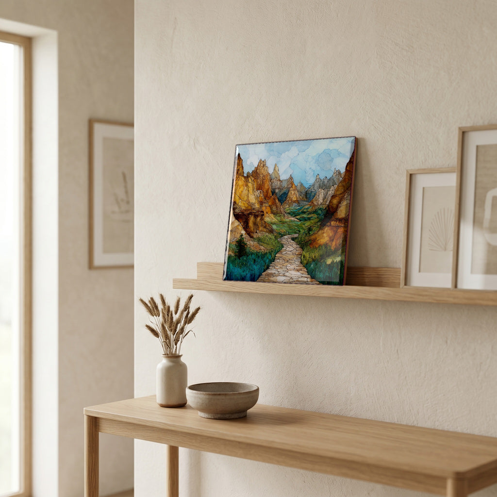 In the entryway, first thing you see.